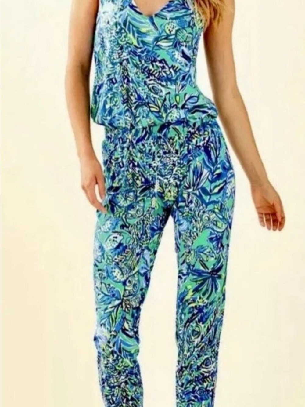 NWT Lilly Pulitzer Paulina Jumpsuit Bennet Blue Sneak a Beak Size S